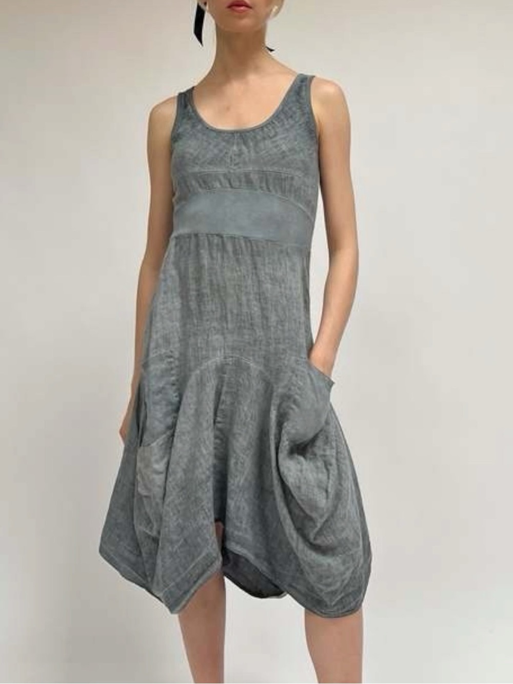Inizio Magic Linen Dress in denim blue Size Large